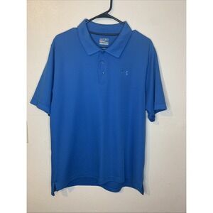 Under Armour Men's Heat Gear Polo Shirt XL Fitted Solid Blue